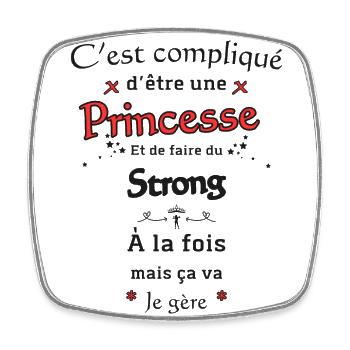 Princesse Et Strong - Magnet carré - blanc - Devant