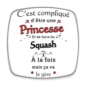 Princesse et Squash - Magnet carré - blanc - Devant