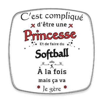 Princesse Et Softball - Magnet carré - blanc - Devant