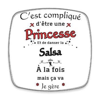 Princesse et Salsa - Magnet carré - blanc - Devant