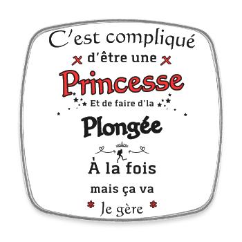 princesse Et Plongée - Magnet carré - blanc - Devant