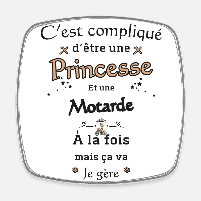 Princesse Motarde - Magnet carré - blanc
