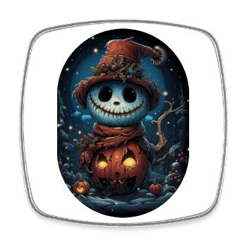 James der freundliche Halloween Schneemann - Viereckiger Kühlschrankmagnet - Weiß - Vorne