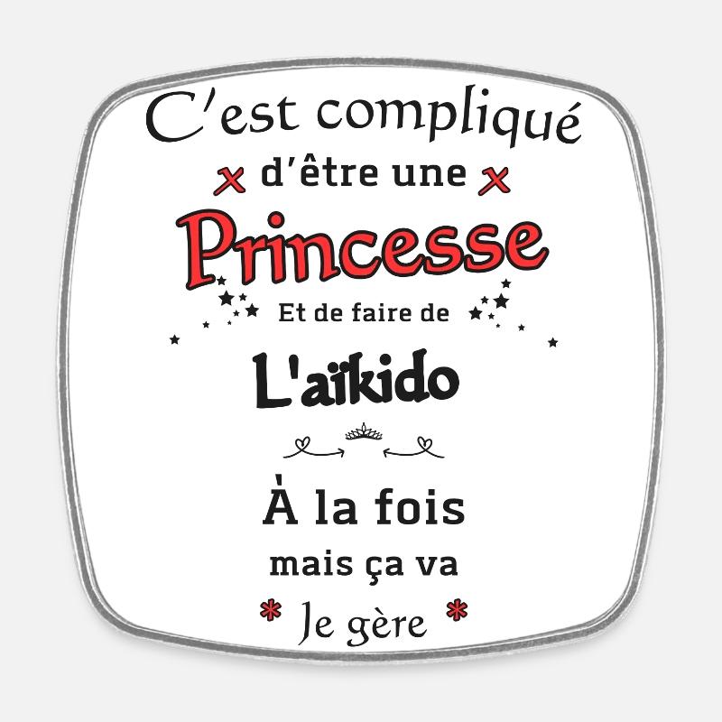 Princesse et Aïkido - Magnet carré - blanc