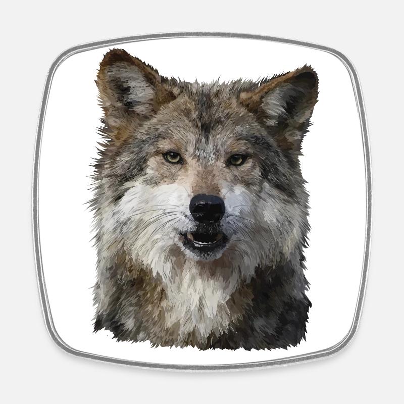 Wolf - Viereckiger Kühlschrankmagnet - Weiß