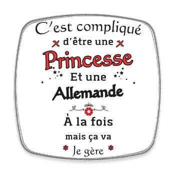 Princesse Allemande - Magnet carré - blanc - Devant