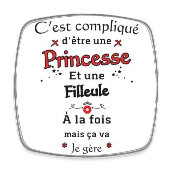 Princesse Filleule - Magnet carré - blanc - Devant