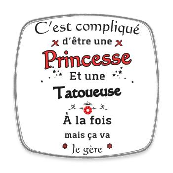 Princesse Tatoueuse - Magnet carré - blanc - Devant