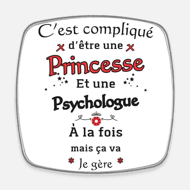 Princesse Psychologue - Magnet carré - blanc