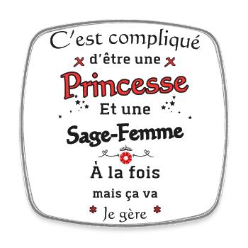 Princess Midwife - Square fridge magnet - white - Front