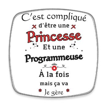 Prinzessin Programmiererin - Viereckiger Kühlschrankmagnet - Weiß - Vorne