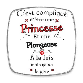 Diving Princess - Square fridge magnet - white - Front