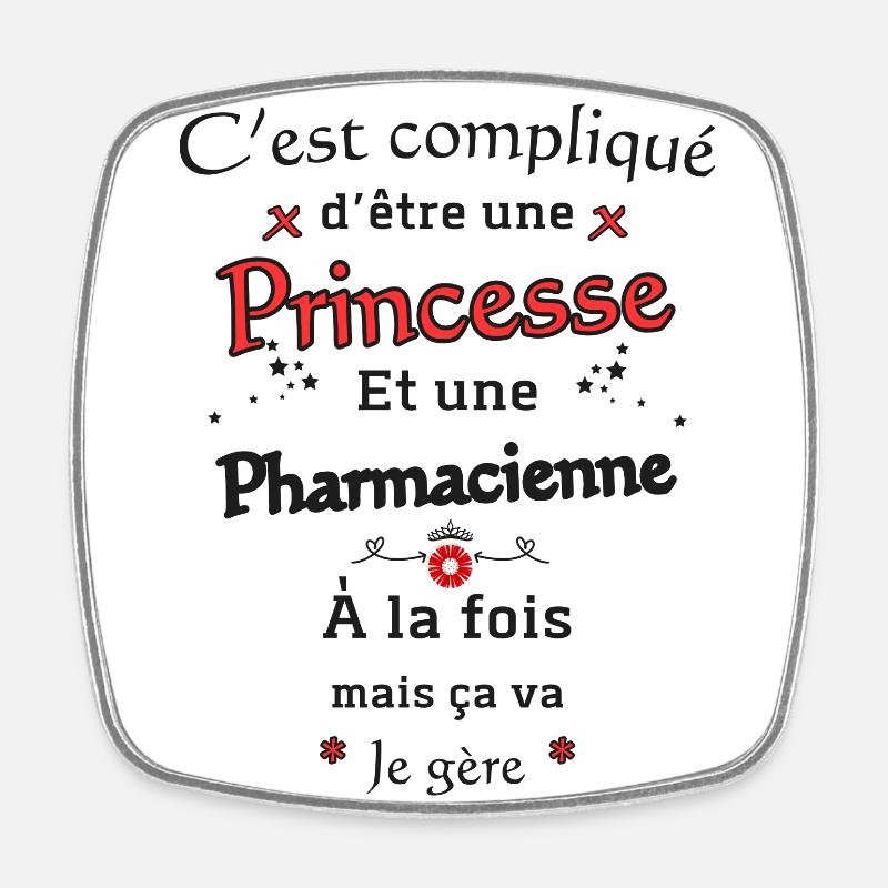 Princess Pharmacist - Square fridge magnet - white