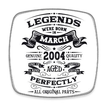 20ème Anniversaire Homme Légende Mars Vintage 2004 - Magnet carré - blanc - Devant