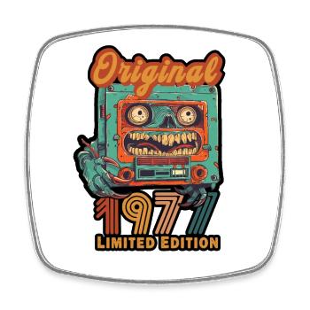 Original 1977 Limited Edition Cassette Vintage - Square fridge magnet - white - Front