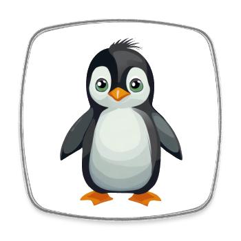 Pinguin - Viereckiger Kühlschrankmagnet - Weiß - Vorne