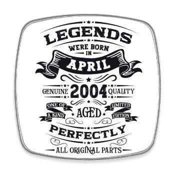 20. Geburtstag Mann Legende April Jahrgang 2004 - Viereckiger Kühlschrankmagnet - Weiß - Vorne