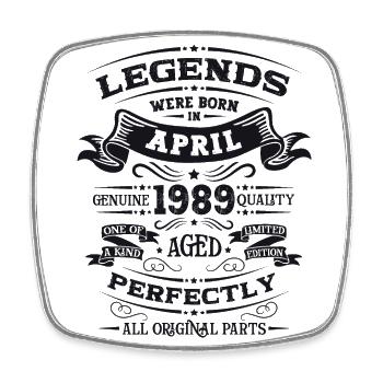 35. Geburtstag Mann Legende April Jahrgang 1989 - Viereckiger Kühlschrankmagnet - Weiß - Vorne