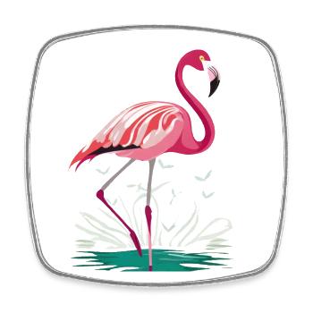 Flamingo - Square fridge magnet - white - Front