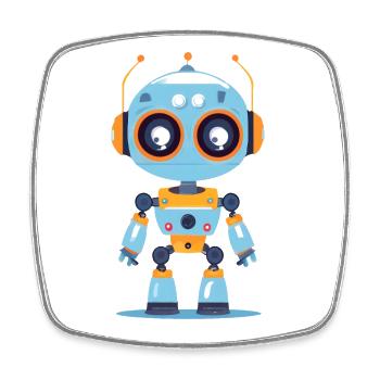 A cute robot - Square fridge magnet - white - Front
