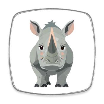 Rhinoceros - Square fridge magnet - white - Front
