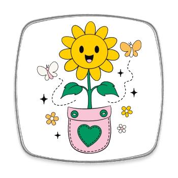Positive Vibes Sonnenblume Pocket Design - Viereckiger Kühlschrankmagnet - Weiß - Vorne