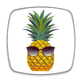 Pineapple with sunglasses - Square fridge magnet - white - Front