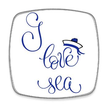 I love sea - Viereckiger Kühlschrankmagnet - Weiß - Vorne