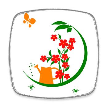 Garten mit Blumen und Gießkanne - Viereckiger Kühlschrankmagnet - Weiß - Vorne