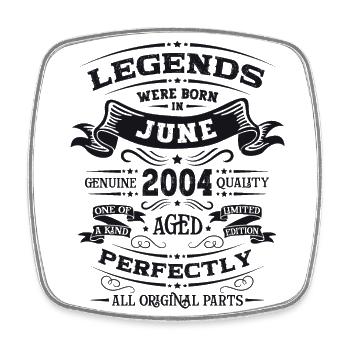20. Geburtstag Legendär Juni 2004 Jahrgang 2004 - Viereckiger Kühlschrankmagnet - Weiß - Vorne