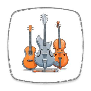 Gitarre, E-Gitarre und Cello - Viereckiger Kühlschrankmagnet - Weiß - Vorne