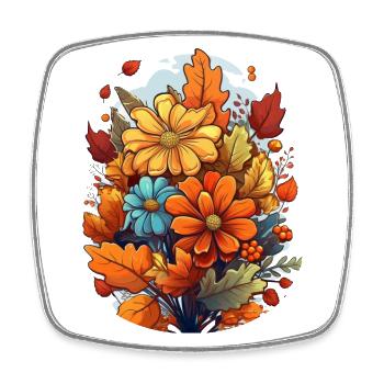 Herbstliches Design mit Blumen und Blättern - Viereckiger Kühlschrankmagnet - Weiß - Vorne
