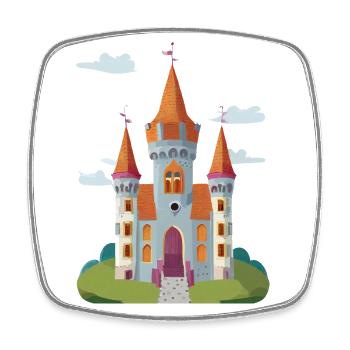 Niedliches Schloss - Viereckiger Kühlschrankmagnet - Weiß - Vorne
