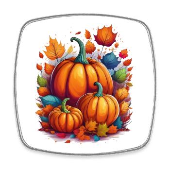 Pumpkins surrounded by colorful foliage – autumn - Square fridge magnet - white - Front