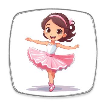 Ballet – Cute Ballerina Illustration - Square fridge magnet - white - Front