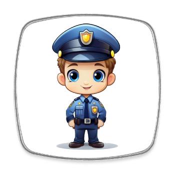 Polizist – Polizei Illustration - Viereckiger Kühlschrankmagnet - Weiß - Vorne