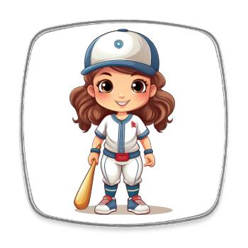 Joueur de baseball jouant au baseball - Magnet carré - blanc - Devant