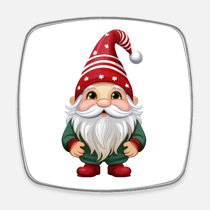 Gnome, gobelin ou gnome pour Noël - Magnet carré - blanc