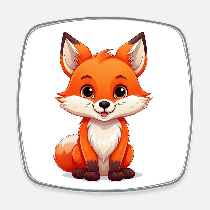 Fuchs - Viereckiger Kühlschrankmagnet - Weiß