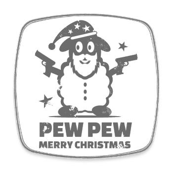 Schaf Pew Pew Merry Christmas Geschenk - Viereckiger Kühlschrankmagnet - Weiß - Vorne