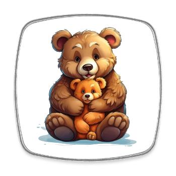Illustration d’ours en peluche mignons - Magnet carré - blanc - Devant