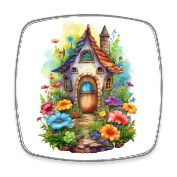 Fantasy house with enchanted garden - Square fridge magnet - white - Front