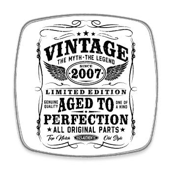 Vintage 2007 Jahrgang Geburtstag Geschenk - Viereckiger Kühlschrankmagnet - Weiß - Vorne