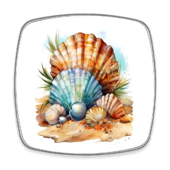 Muscheln im Sand am Strand - Viereckiger Kühlschrankmagnet - Weiß - Vorne