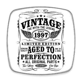 Vintage, 1997, Vintage, Cadeau d’anniversaire - Magnet carré - blanc - Devant