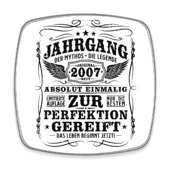 Jahrgang 2007 geboren Retro Geburtstag Geschenk - Viereckiger Kühlschrankmagnet - Weiß - Vorne