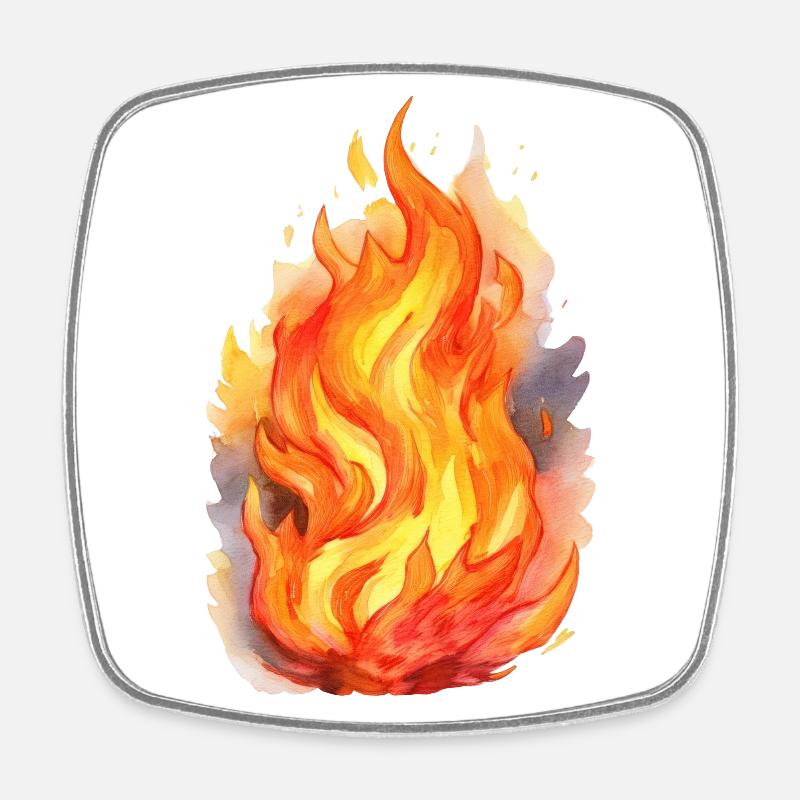 Fire - Square fridge magnet - white