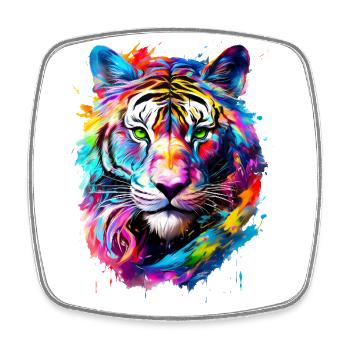 Tigre peint - Magnet carré - blanc - Devant
