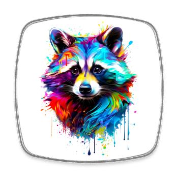 Painted Racoon - Square fridge magnet - white - Front