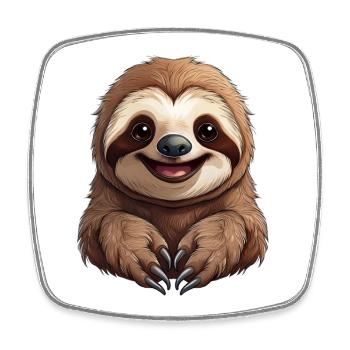 A happy sloth - Square fridge magnet - white - Front